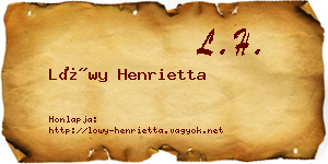 Lőwy Henrietta névjegykártya
